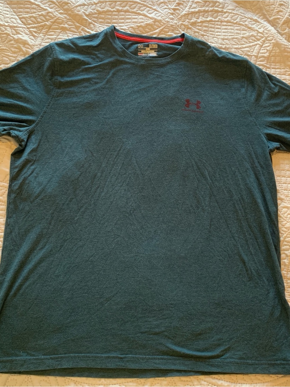 Under Armour Men's Teal Short-Sleeve Crewneck Tee with Maroon Logo